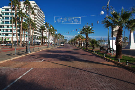 Larnaca/Cyprus - 06 Jan 2016: The seafront in Larnaca city, Cyprusのeditorial素材