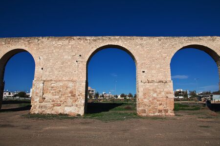 The ancient aqueduct in Larnaca, Cyprusの写真素材