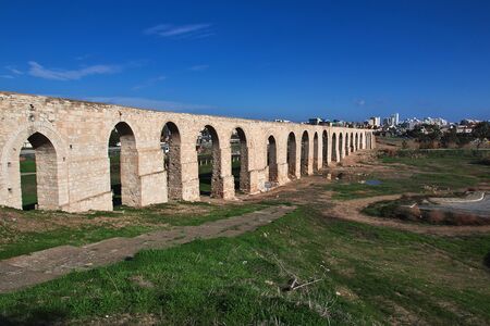 The ancient aqueduct in Larnaca, Cyprusの写真素材