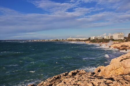 The storm on Mediterranean sea, Cyprusの写真素材