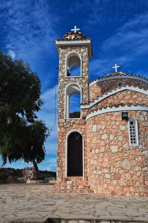 The church on hill in Protaras, Cyprusの写真素材