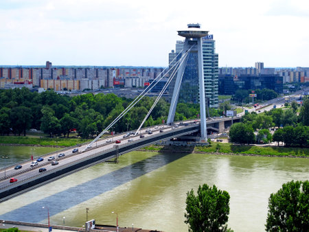 Bratislava / Slovakia - 10 Jun 2011: The bridge on Danube river in Bratislava, Slovakia