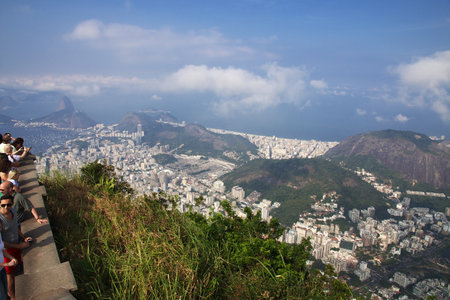 Rio de Janeiro / Brazil - 08 May 2016: The view from Corcovado hill on Rio de Janeiro, Brazilのeditorial素材