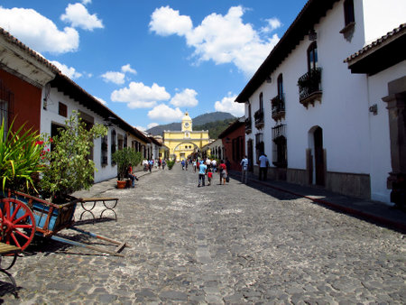 Antigua / Guatemala - 06 Mar 2011: The street in Antigua, Guatemalaのeditorial素材