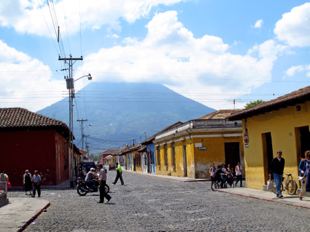Antigua / Guatemala - 06 Mar 2011: The street in Antigua, Guatemalaのeditorial素材