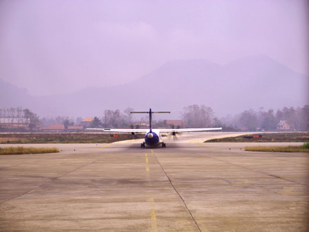 Luang Prabang / Laos - 26 Feb 2012: The airplane of Lao Airlines in Luang Prabang, Laosのeditorial素材