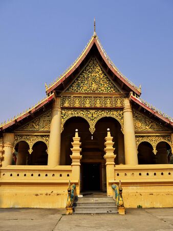 The ancient Wat in Vientiane, Laosの写真素材
