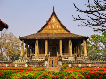 Vientiane / Laos - 26 Feb 2012: The ancient Wat in Vientiane, Laosのeditorial素材