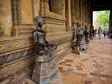 Vientiane / Laos - 26 Feb 2012: The ancient Wat in Vientiane, Laosのeditorial素材