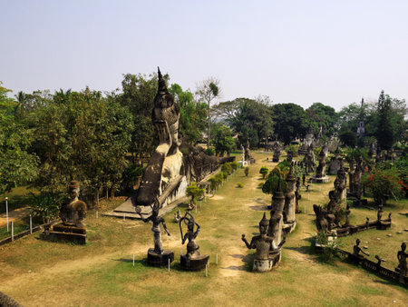 Vientiane / Laos - 26 Feb 2012: Buddha park in Vientiane, Laosのeditorial素材