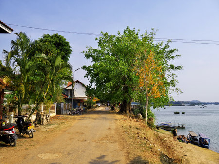 Mekong / Laos - 28 Feb 2012: The road on south of Laosのeditorial素材