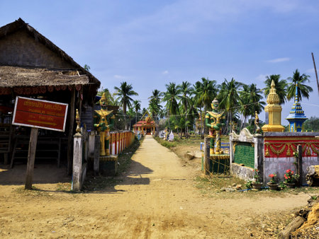 Mekong / Laos - 28 Feb 2012: The village on Mekong river, Champassak, Laosのeditorial素材