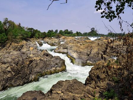 Khone Phapheng Falls in south Laosの写真素材
