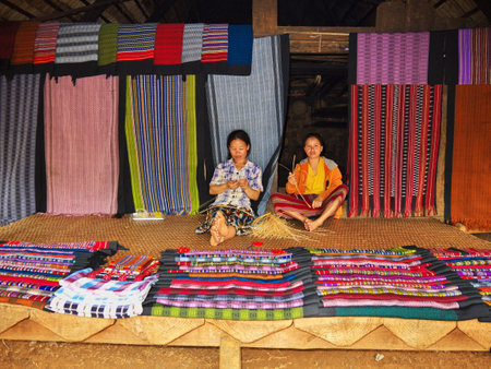 Mekong / Laos - 29 Feb 2012: The people in the small village on south Laosのeditorial素材