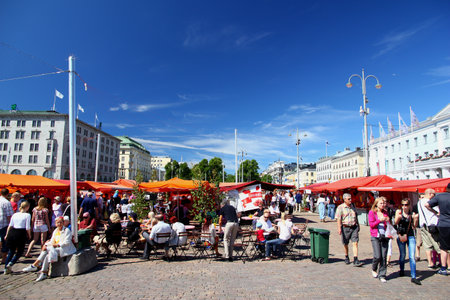 Helsinki / Finland - 22 Jun 2012: The local market in Helsinki, Finlandのeditorial素材