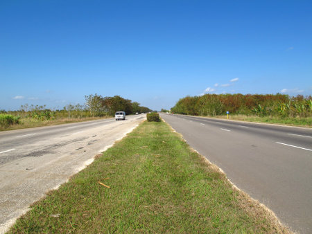 Cienfuegos / Cuba - 25 Feb 2011: Autopista, the road on Cubaのeditorial素材