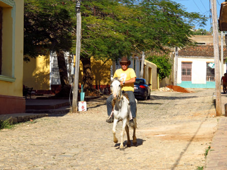 Trinidad / Cuba - 25 Feb 2011: The rider in Trinidad, Cubaのeditorial素材