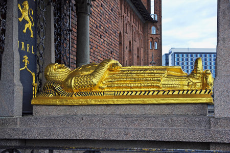 Stockholm / Sweden - 23 Jun 2012: The monument in the city hall of Stockholm, Swedenのeditorial素材