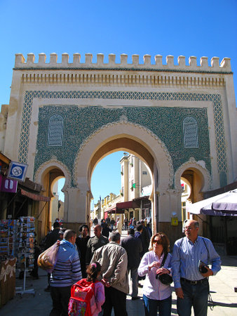 Fez / Morocco - 04 Nov 2010: Bab Boujloud - the ancient gate in Fez, Moroccoのeditorial素材