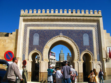 Fez / Morocco - 04 Nov 2010: Bab Boujloud - the ancient gate in Fez, Moroccoのeditorial素材