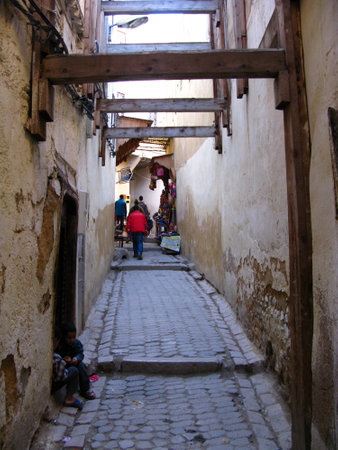 Fez / Morocco - 04 Nov 2010: The street in the medina of Fez, Moroccoのeditorial素材