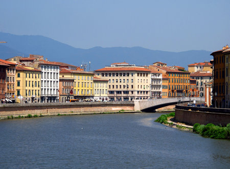 Pisa / Italy - 11 Jul 2011: The promenade in Pisa, Italyのeditorial素材