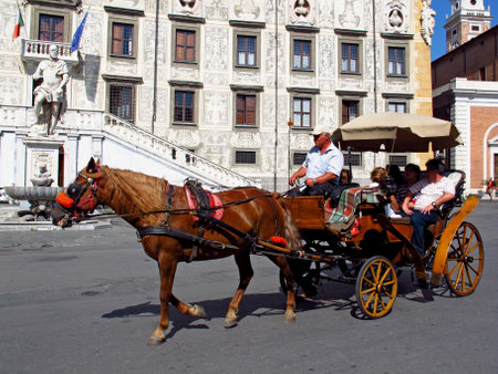 Pisa / Italy - 11 Jul 2011: The horse-drawn carriage, Pisa, Italyのeditorial素材