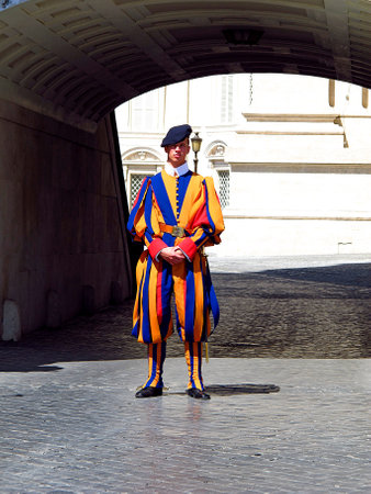 Rome / Vatican - 16 Jul 2011: Swiss guard in St. Peter's Basilica, Vatican, Rome, Italy