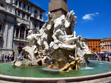 Rome / Italy - 16 Jul 2011: The fountain on Piazza Navona, Rome, Italyのeditorial素材