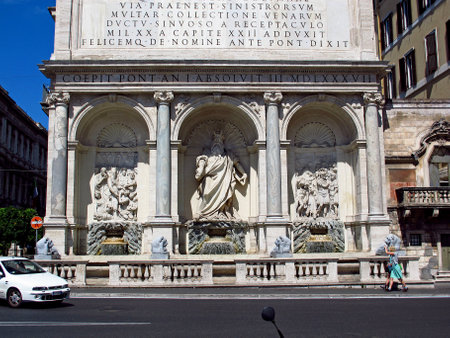 The vintage fountain in the center of Rome, Italyのeditorial素材