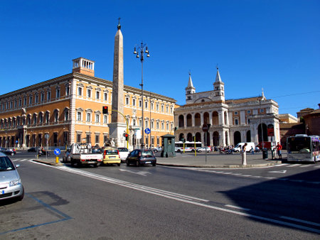 Rome / Italy - 15 Jul 2011: The obelisk near Archbasilica of Saint John Lateran, Rome, Italyのeditorial素材