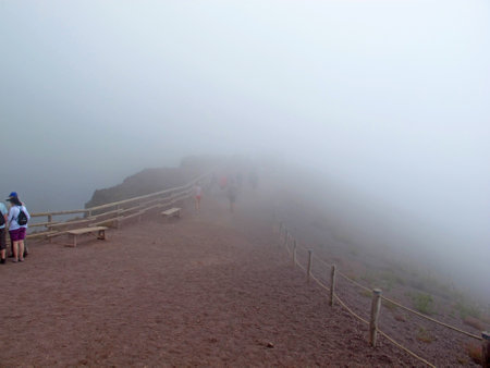 Vesuvius / Italy - 22 Jul 2011: Volcano Vesuvius in the fog, Italyのeditorial素材