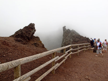 Vesuvius / Italy - 22 Jul 2011: Volcano Vesuvius in the fog, Italyのeditorial素材