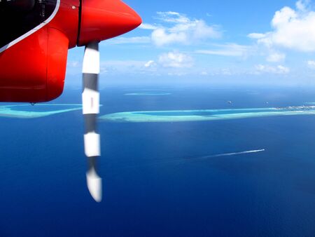 Atoll of Maldives, the view from the airplane