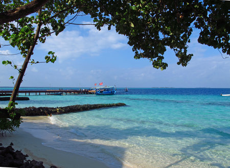 North Ari atoll / Maldives - 02 Jan 2011: The ship on Maldives, Indian oceanのeditorial素材