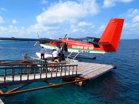 Male / Maldives - 04 Jan 2011: The airplane in Male, Maldives, Indian oceanのeditorial素材