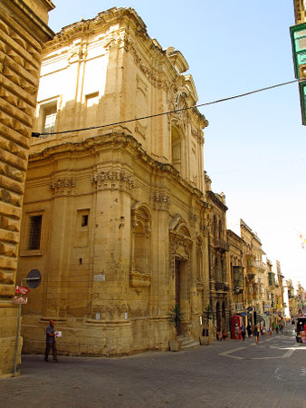 Valletta / Malta - 18 Jul 2011: The ancient church in Valletta, Maltaのeditorial素材