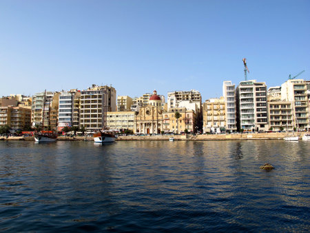 Sliema / Malta - 18 Jul 2011: The seafront in Sliema, Maltaのeditorial素材