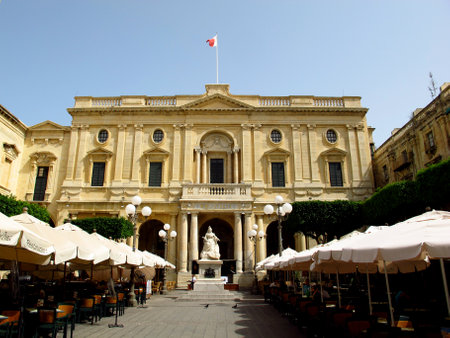 Valletta / Malta - 19 Jul 2011: The vintage palace in Valletta, Maltaのeditorial素材