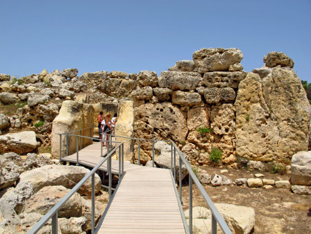 Gozo / Malta - 20 Jul 2011: Ggantija Megalithic Temples, Gozo island, Maltaのeditorial素材