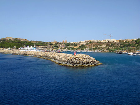Gozo / Malta - 20 Jul 2011: The marina in Gozo island, Maltaのeditorial素材
