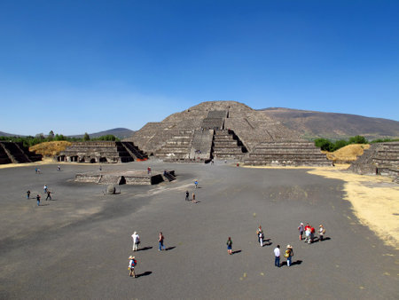 Teotihuacan / Mexico - 02 Mar 2011: The Pyramid of the Moon in Ancient ruins of Aztecs, Teotihuacan, Mexicoのeditorial素材