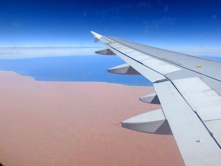 The view from airplane on the desert, Namibiaの写真素材
