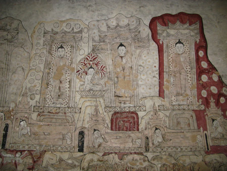 Bagan / Myanmar - 06 Jan 2010: The fresco in Dhamma Yangyi Temple in Bagan, Myanmarのeditorial素材