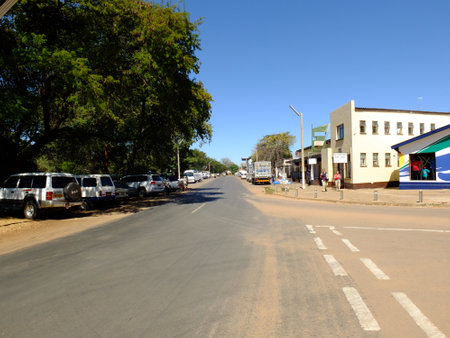 Livingstone / Zimbabwe, - 04 May 2012: The street in Livingstone, Zimbabwe, Africaのeditorial素材