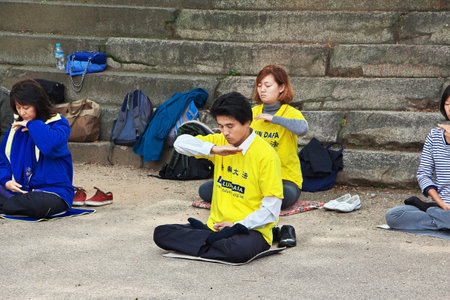 Osaka / Japan - 09 Nov 2013: Osaka at morning, people doing athleticsのeditorial素材