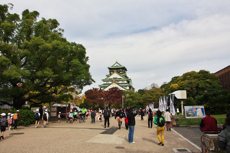 Osaka / Japan - 09 Nov 2013: The medieval castle at autumn, Osaka, Japanのeditorial素材