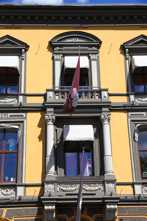 Oslo / Norway - 27 Jun 2012: The vintage house on Karl Johans Street, Oslo, Norwayのeditorial素材
