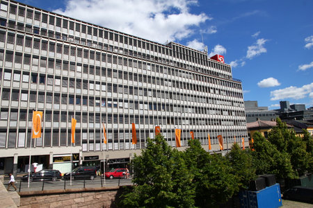 Oslo / Norway - 27 Jun 2012: The vintage house on Karl Johans Street, Oslo, Norwayのeditorial素材
