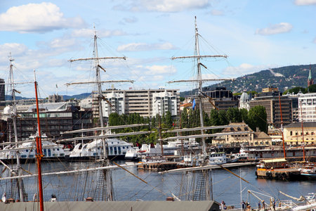 Oslo / Norway - 27 Jun 2012: The view on the harbor of Oslo, Norway